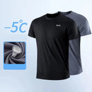 Camiseta masculina com gola redonda, manga curta, corrida, umidade wicking, treinamento, exercício, camisa esportiva de ginástica, tops leves