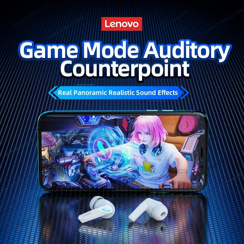 Lenovo GM2 Pro Gaming Fones de ouvido bluetooth 5.3 esporte modo duplo hd chamada redução ruído com microfone música